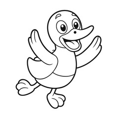 Obraz premium Printable Cheerful Duck Jumping Coloring Page