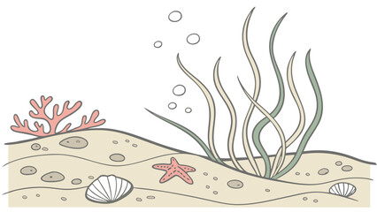 a simple underwater scene isolated on white bckground.