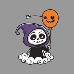 Spooky halloween night with haunted house and moon illustration