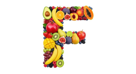 Isolated Letter F with Fruits