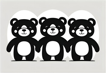 Obraz premium Cute teddy bear silhouette illustration