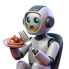 Surprised Robot Eating a Healthy Meal
