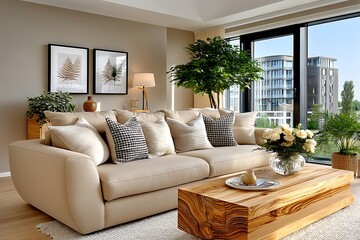 Obraz premium Modern apartment living room design high resolution picture
