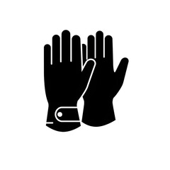 Obraz premium Black Icon of Protective Work Gloves with Adjustable Straps.