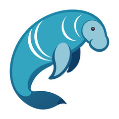 Elegant Design Manatee Vector Style on White