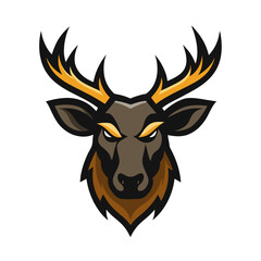 Stylish Design Moose Head Vector Style on White