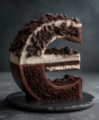 Chocolate cake shaped like euro currency symbol