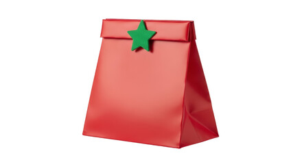 Isolated Red Gift Bag with Green Star