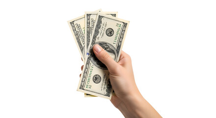 Hand holding US dollar bills money cash payment finance wealth rich