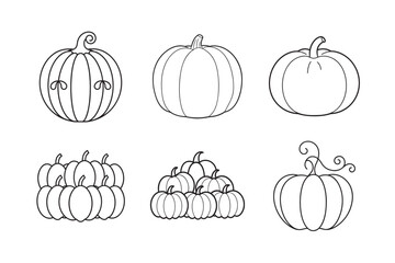 silhouette of pumpkin set bundle on the white background