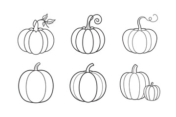 silhouette of pumpkin set bundle on the white background
