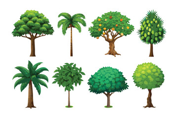 Diverse Tree Collection: A vibrant collection of meticulously illustrated trees showcases the beauty and variety of botanical life. 