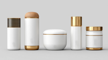 Blank White Cosmetic Bottles for Product Mockup