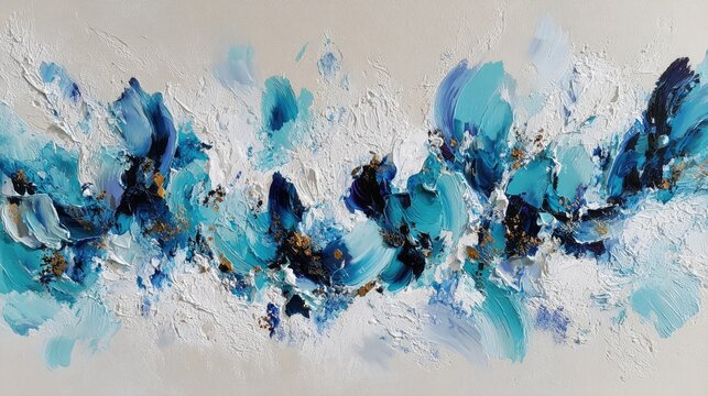Abstract Painting With Turquoise Blue And Gold - Powered by Adobe