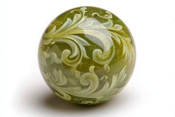Ornate Green Glass Sphere Ornament