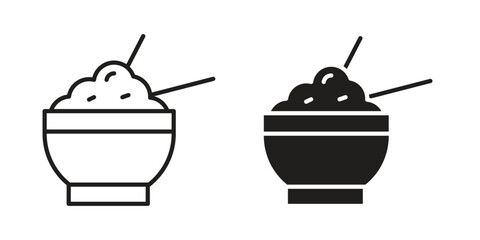 Rice bowl icon vector design element logo template