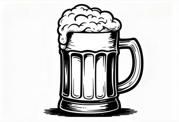 Beer mug silhouette vector illustration&mdash;classic black outline of a frothy pint, ideal for pub logos, Oktoberfest posters, bar signs, and beverage design themes.