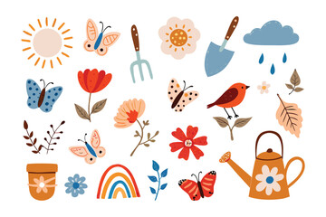 Nature's Embrace: A whimsical display of nature's charm, featuring vibrant flowers, fluttering butterflies, and gentle raindrops, creating a sense of freshness and harmony.