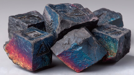 Mesopotamian Mythology・Chaotic Fragments | Obsidian - Sheen Shards, Partial Cuneiform, Gravity - Line Collisions & Nebulae, Broken Creation Record Art
