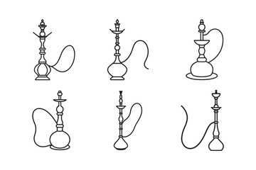 line art antique shisha design with intricate data set bundle on the white background