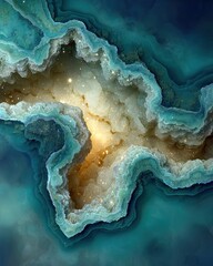 Abstract Crystal Cave Formation With Teal Tones