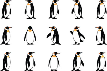 Vector illustration of a group of cute penguins