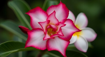 Fototapeta premium Close-up of a Pink and White Adenium Flower