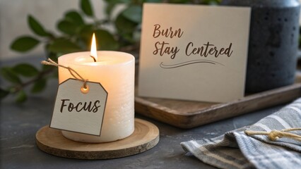Relaxing Atmosphere with Candle and Inspirational Card Design
