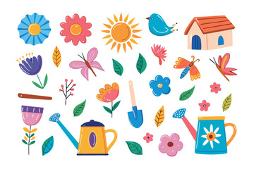 Springtime Elements: A vibrant collection of hand-drawn spring-themed elements, perfect for adding a touch of nature's charm to any creative project. 