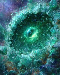 Emerald Crystal Explosion In Space
