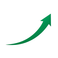 Green arrow showing upward trend isolated on transparent background