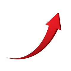 Red arrow pointing upwards isolated on transparent background