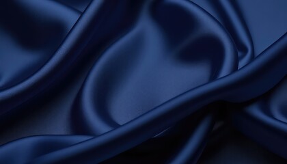 Obraz premium Elegant and refined navy blue silk fabric texture with soft waves and delicate folds for premium backgrounds