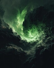 Dark Glowing Green Spiral Cloudscape