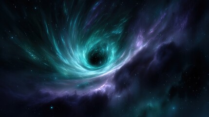 Abstract Spiral Galaxy Nebula With Black Hole In Deep Space