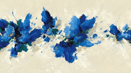 Abstract Floral Pattern In Blue And Beige