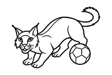 Cartoon bobcat playing soccer