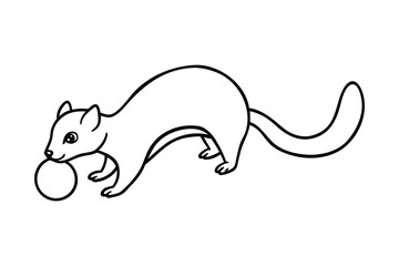 Cartoon ferret playing with a ball