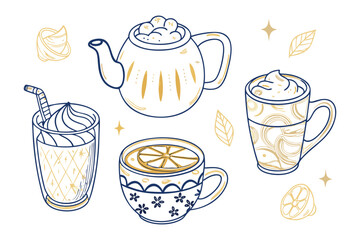 Tea and Sweet: A comforting illustration of tea with other refreshments, each component of this picture exudes warmth and invites you to sit, relax and take a soothing sip.