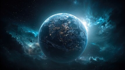 Fototapeta premium Blue Planet In Cosmic Space