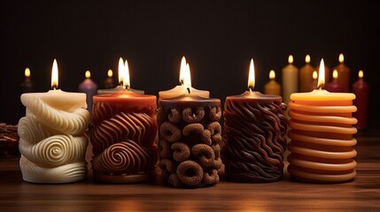 Curly candles in serene ambiance for yoga practice and relaxation