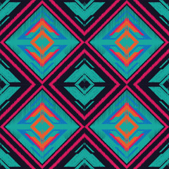 retro vintage ikat ethnic aztec tribal ancient pattern seamless background for fashion fabric and textile, 2d illustration