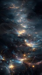 Cosmic Cityscape With Glowing Lights