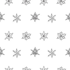 Snowflakes seamless pattern, hand drawn, vector illustration