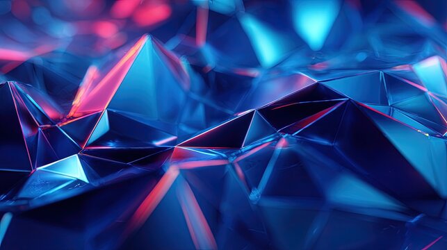 Futuristic abstract tech background low-poly shapes and a cool blue cybernetic glow
