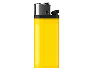 Yellow lighter isolated on a transparent background, 