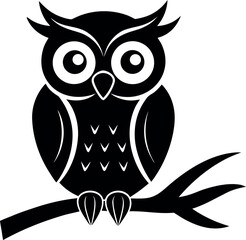 Owl on Branch Silhouette