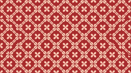 Red and beige floral geometric pattern vector