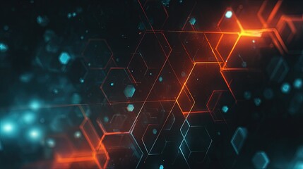 Abstract tech background with glowing geometric shapes futuristic vibes and a dark color scheme digital art