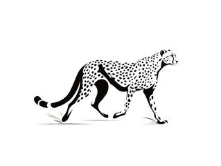 An Elegant Cheetah, Striking Silhouette in Motion, embodying speed and grace.